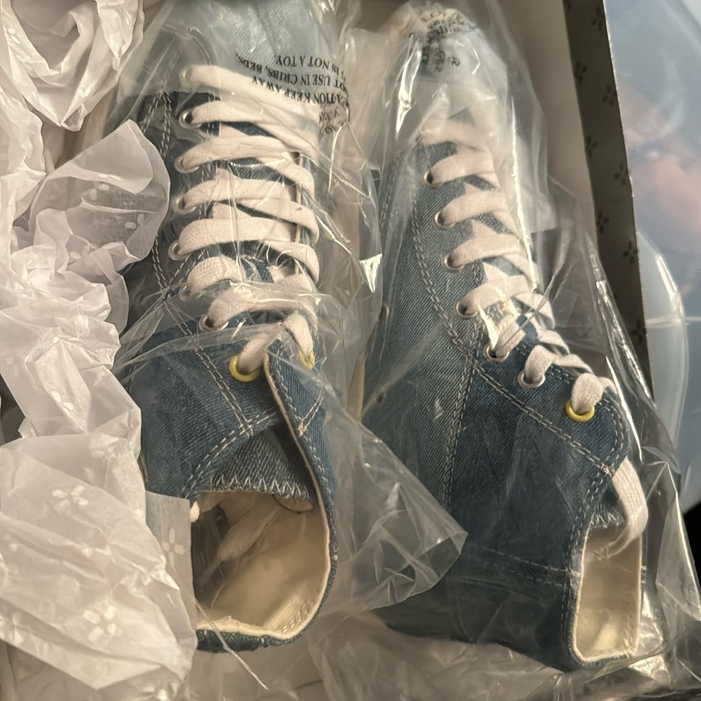 Denim Blue Smile High Top Sneakers